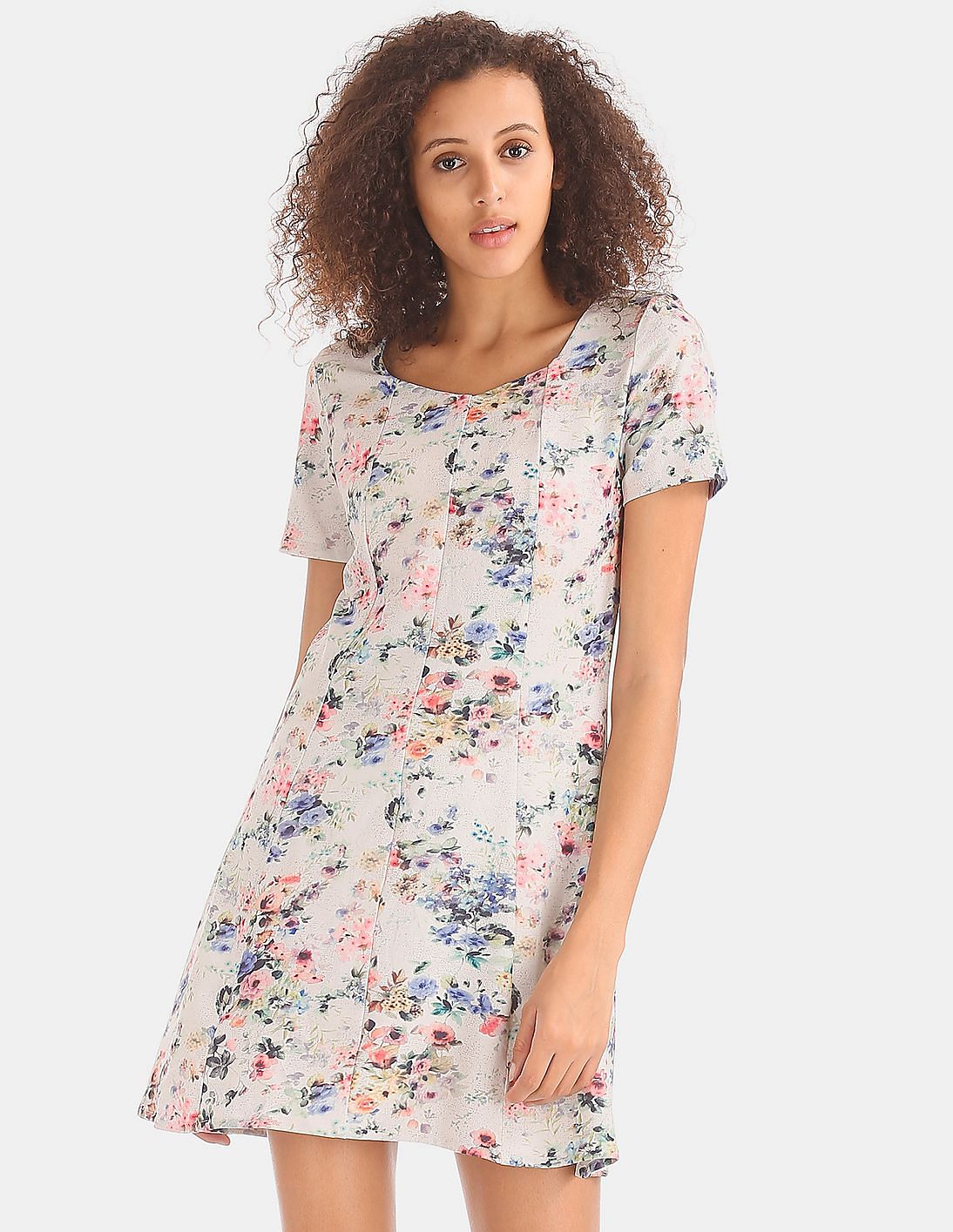 floral print a line dress