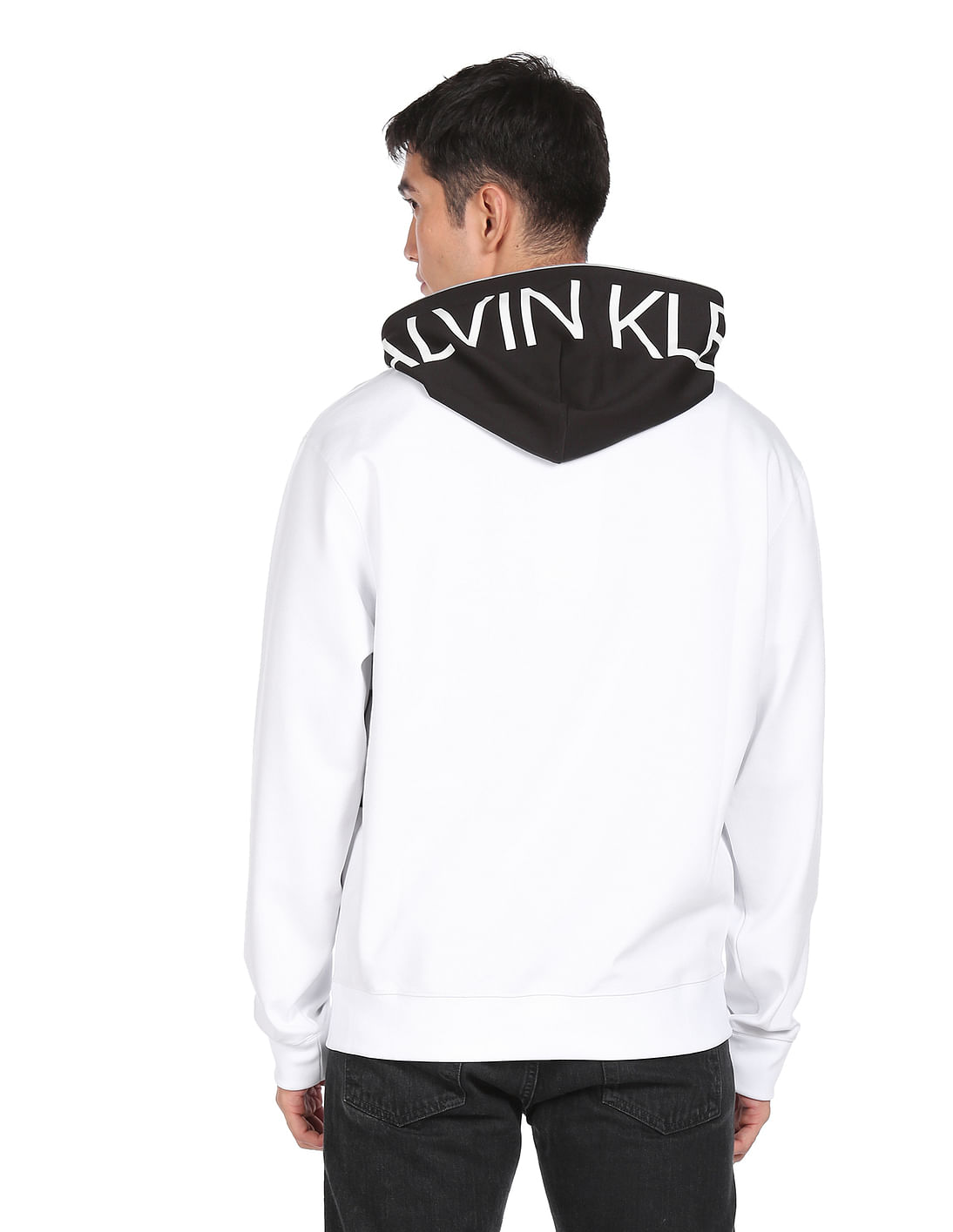 Buy Calvin Klein Jeans Men White Colour Block Hooded