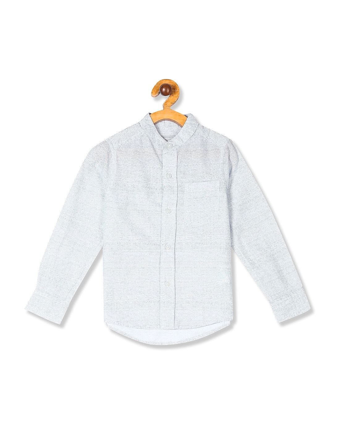 Buy The Children's Place Boys White Long Sleeve Banded Collar Shirt