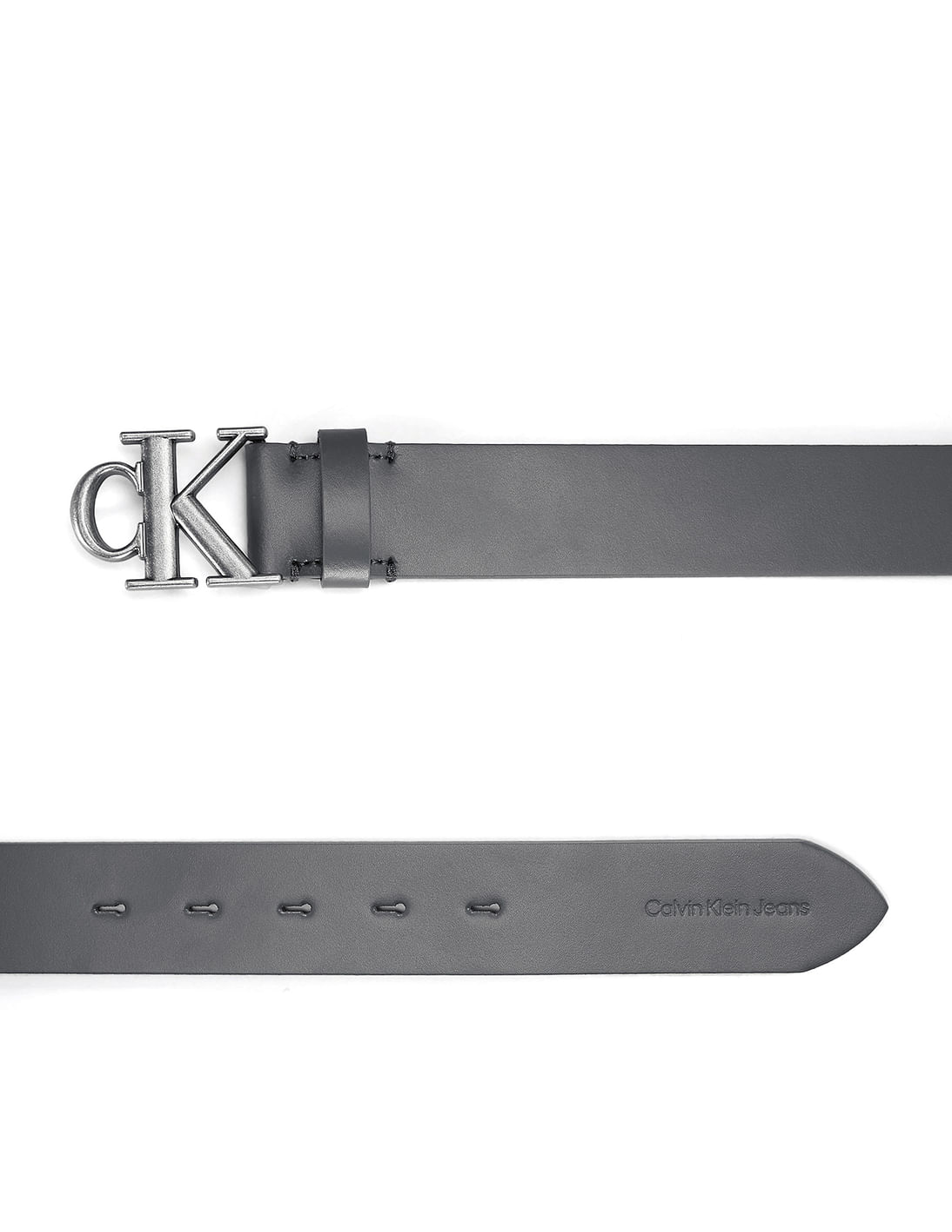  ★ Men's CKJ Monogram Plaque Buckle 35 MM Buy Calvin Klein Jeans Men Monogram Plaque Solid Leather