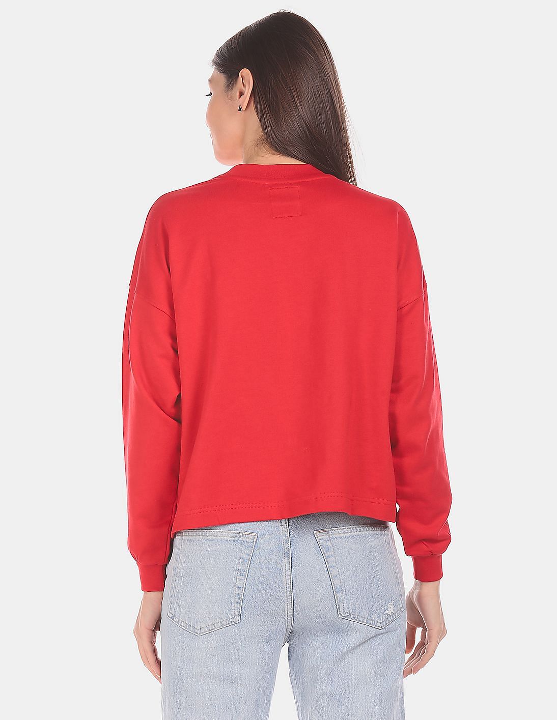 Buy Flying Machine Women Crew Neck Drop Shoulder Sweatshirt