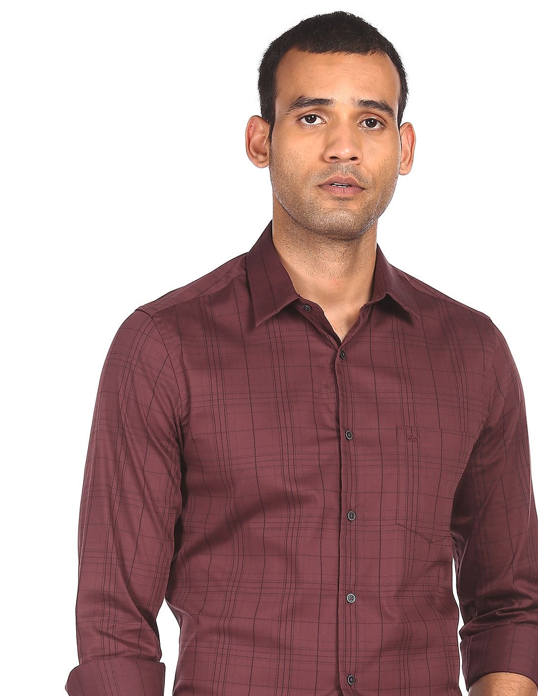 Buy Arrow Newyork Men Maroon Slim Fit 