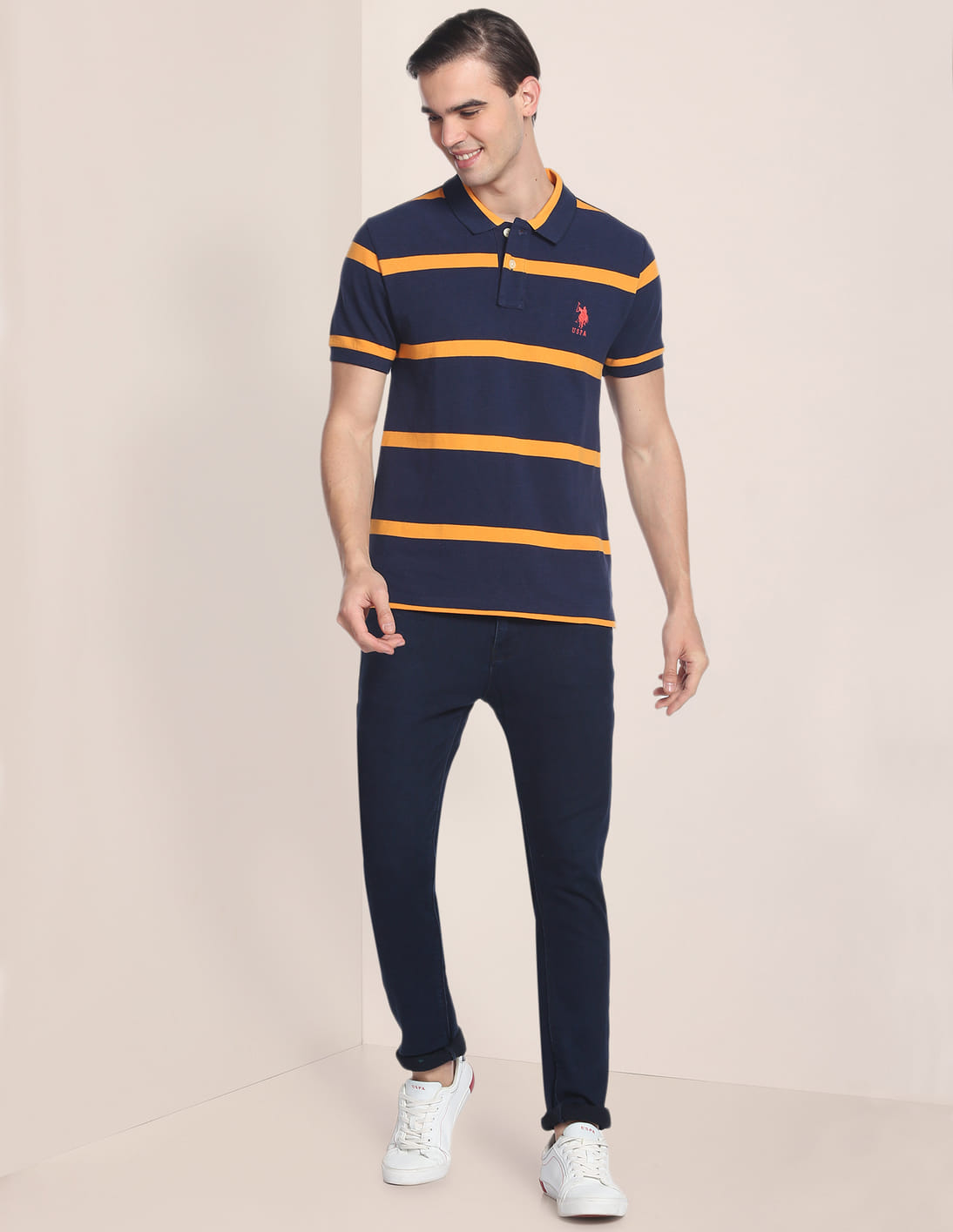 Buy U.S. Polo Assn. Men Navy Horizontal Stripe Polo Shirt - NNNOW.com