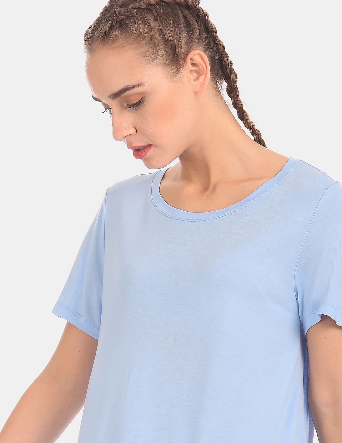 Tシャツ・カットソー SUARE Women's Cotton Dying Cable Round Half Knit Cloud Blue 3250161 TOP – Zumel & Co