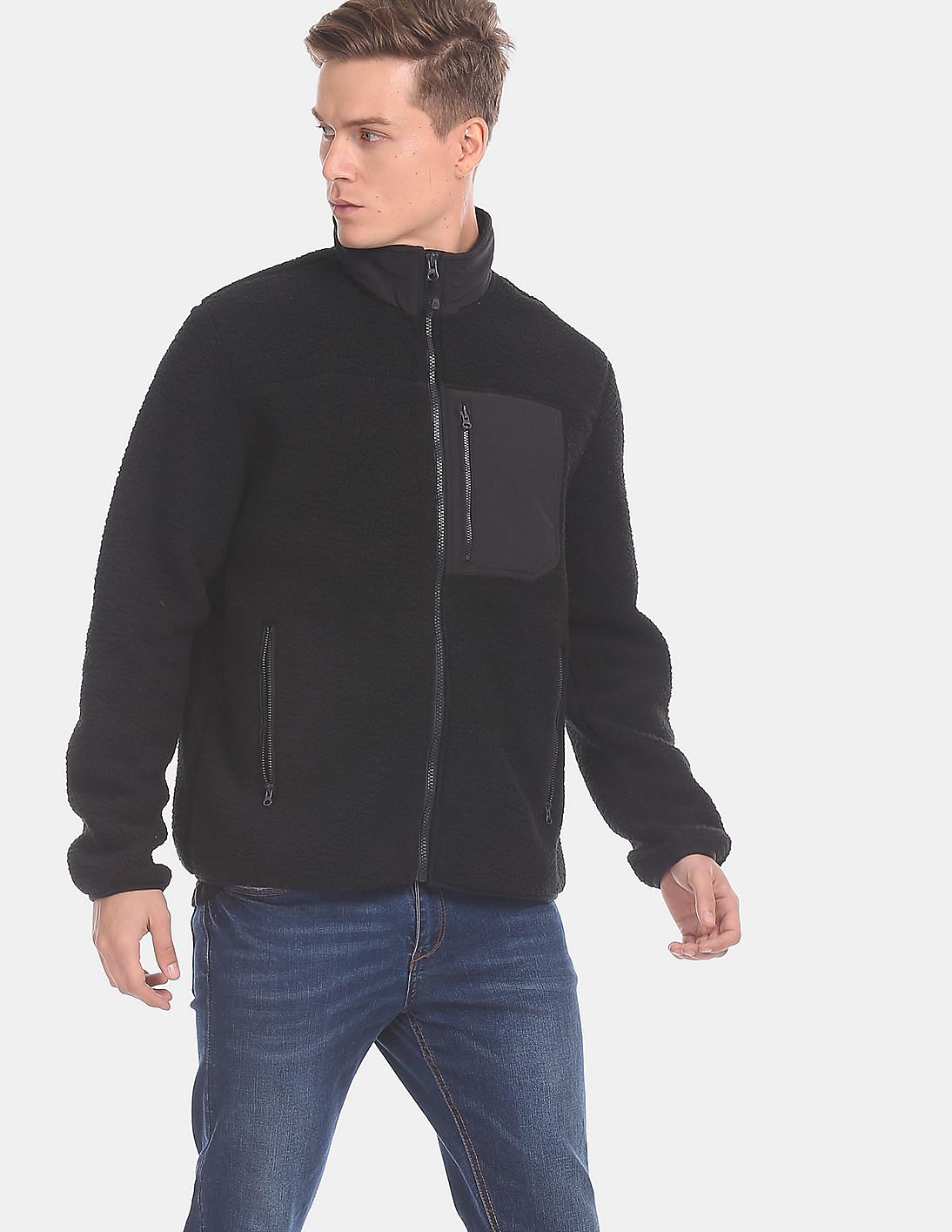 Buy GAP Black Fleece Zip-Up Jacket - NNNOW.com