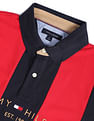 Tommy Hilfiger Men Navy And Red Caldwell Pure Cotton Vertical Stripe Polo Shirt