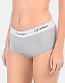 Calvin Klein Underwear Women Grey Mid Rise Solid Cotton Modal Stretch Boyshorts