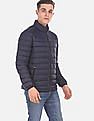 U.S. Polo Assn. Men Navy Stand Collar Quilted Jacket With Pouch