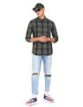 Flying Machine Plaid Check Cotton Casual Shirt