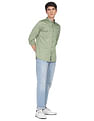 Flying Machine Solid Spread Collar Cotton Shirt