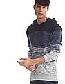Aeropostale Blue Knit Pattern Hooded Sweater