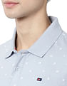 AD by Arvind Metallic Geometric Print Cotton Polo Shirt