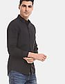 Calvin Klein Men Black Slim Fit Long Sleeve Cotton Stretch Casual Shirt