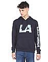 Aeropostale Men Navy Long Sleeve Printed Hood Sweatshirt