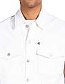 Calvin Klein Men White Sleeveless Denim Jacket