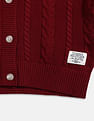 Tommy Hilfiger Kids Girls Maroon Round Neck Cable Knit Cardigan