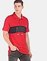 Aeropostale Men Red Short Sleeve Colour Block Pique Polo Shirt