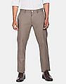 Tommy Hilfiger Men Light Brown Dobby Flex Flat Front Casual Trousers