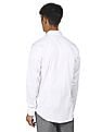Calvin Klein Men White Spread Collar Solid Casual Shirt