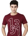 AD by Arvind Crew Neck Typographic Print Cotton T-Shirt
