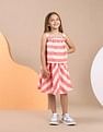 U.S. Polo Assn. Kids Girls Diagonal Striped Cotton Top