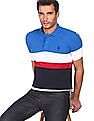 U.S. Polo Assn. Men Multi Colour Cotton Striped Polo Shirt