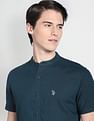 U.S. Polo Assn. Denim Co. Mandarin Collar Overdyed Solid Shirt