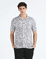 Flying Machine Floral Print Cuban Collar Shirt