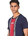 Aeropostale Men Navy Crew Neck Striped T-Shirt