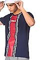Aeropostale Men Navy Crew Neck Striped T-Shirt