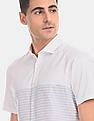 Calvin Klein Men White Short Sleeve Horizontal Cut And Sew Stripe Casual Shirt