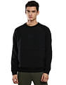 Calvin Klein Men Black Crew Neck Mix Media Sweatshirt