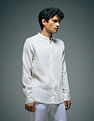 Flying Machine Vertical Striped Color Of Home Mandarin Collar Shirt