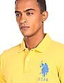 U.S. Polo Assn. Men Yellow Ribbed Collar Pique Polo Shirt