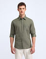 Flying Machine Slim Fit Solid Cotton Shirt