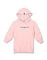 Tommy Hilfiger Kids Girls Pink Embroidered Logo Hooded Sweater Dress