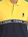 U.S. Polo Assn. Men Yellow And Navy Colour Block Pique Polo Shirt
