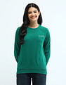 U.S. Polo Assn. Women Crew Neck Raglan Sleeve Solid Sweatshirt