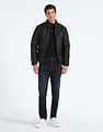 Flying Machine Stand Collar Solid Quilted Jacket