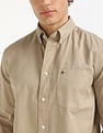 Tommy Hilfiger Khaki Men's Shirt for Relaxed Look