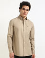 Tommy Hilfiger Khaki Men's Shirt for Relaxed Look