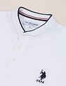 U.S. Polo Assn. Men White Stylized Collar Solid Pure Cotton Polo Shirt