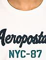 Aeropostale Men White Cotton Appliqued Logo T-Shirt