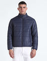 Flying Machine High Neck Solid Quilted Jacket