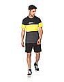 Aeropostale Men Black And Yellow Cotton Colour Block T-Shirt