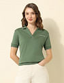 U.S. Polo Assn. Women Tipped Collar Boxy Fit Polo Shirt