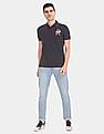 Aeropostale Men White Cotton Numeric Appliqued Polo Shirt