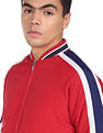 Flying Machine Stand Collar Striped Sleeve Bomber Jacket