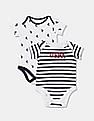 U.S. Polo Assn. Kids Baby White And Navy Short Sleeve Bodysuit - Pack Of 2