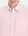 Calvin Klein Men Pink Striped Regular Fit Cotton Shirt